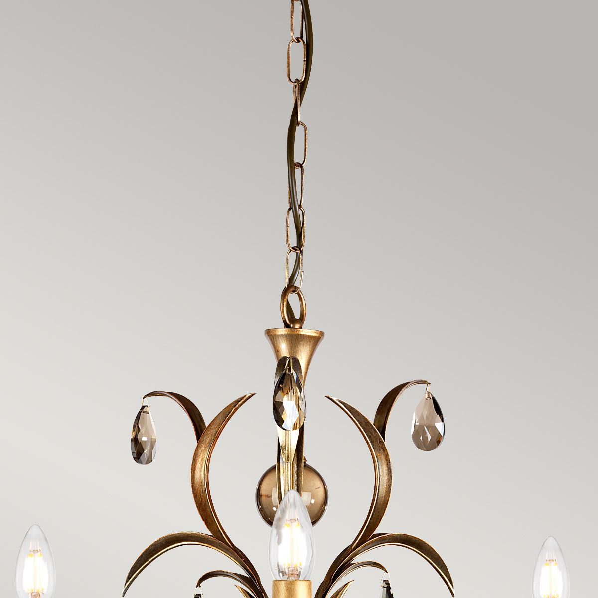 Elegant Lily 3-Light Chandelier in Deep Metallic Bronze with Smoked Glass Accents