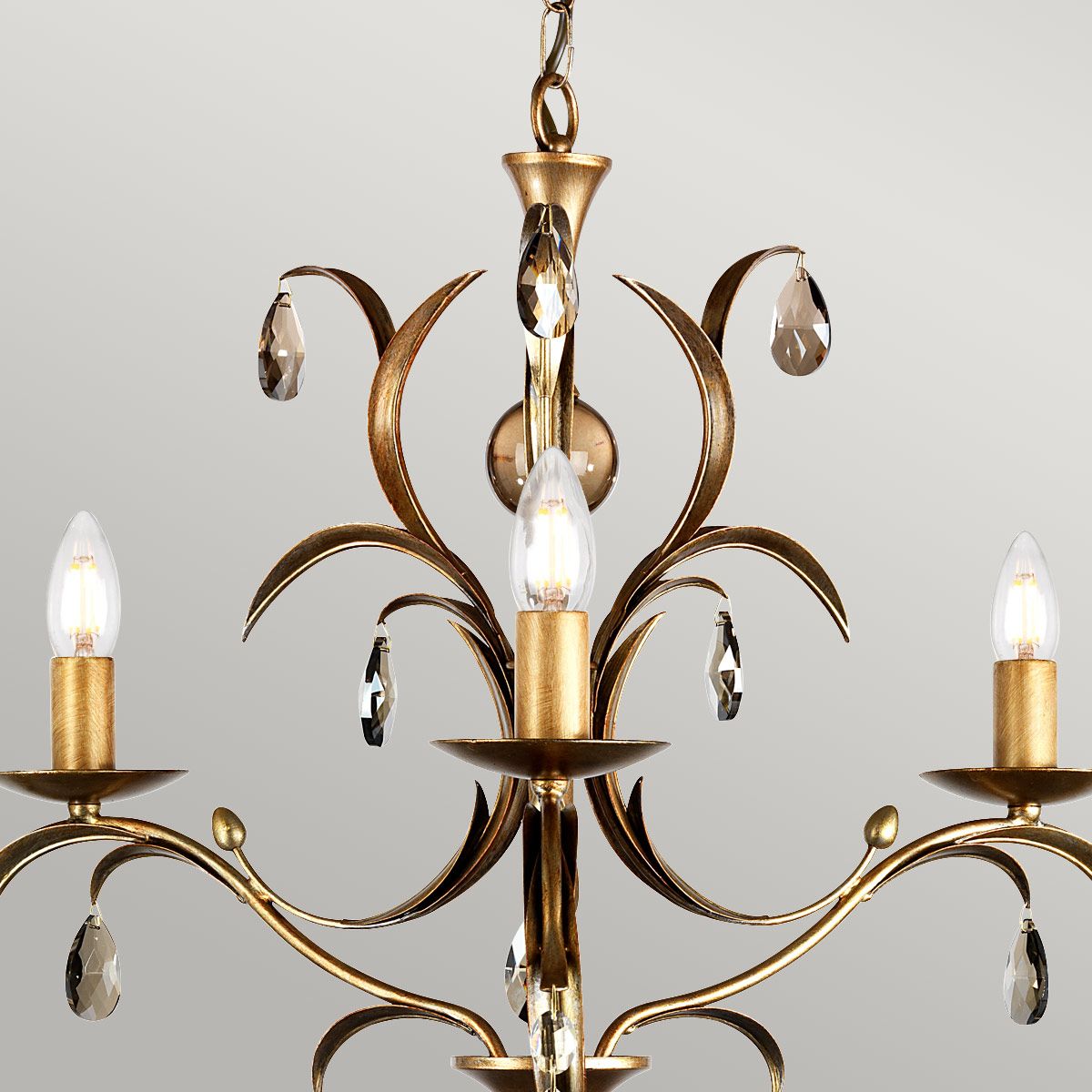 Elegant Lily 3-Light Chandelier in Deep Metallic Bronze with Smoked Glass Accents