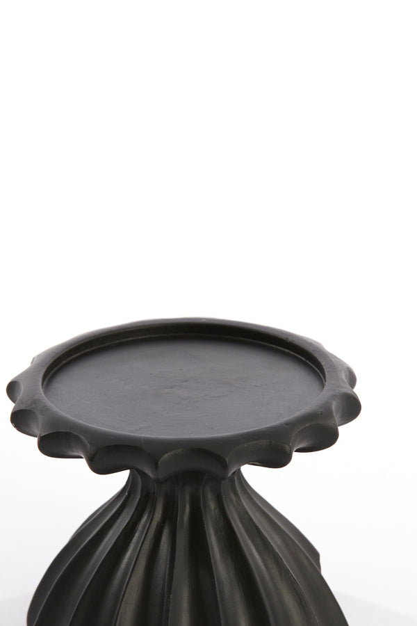 Matte Black Sidari Candle Holder 9x7.5 cm