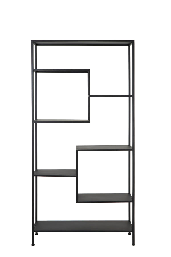 Yvana Matte Black Cabinet with Open Shelving 101x36x200 cm