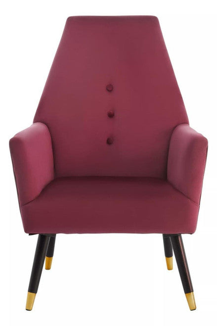 Loretta Stone Velvet Chair With Black Wood And Gold Finish Legs