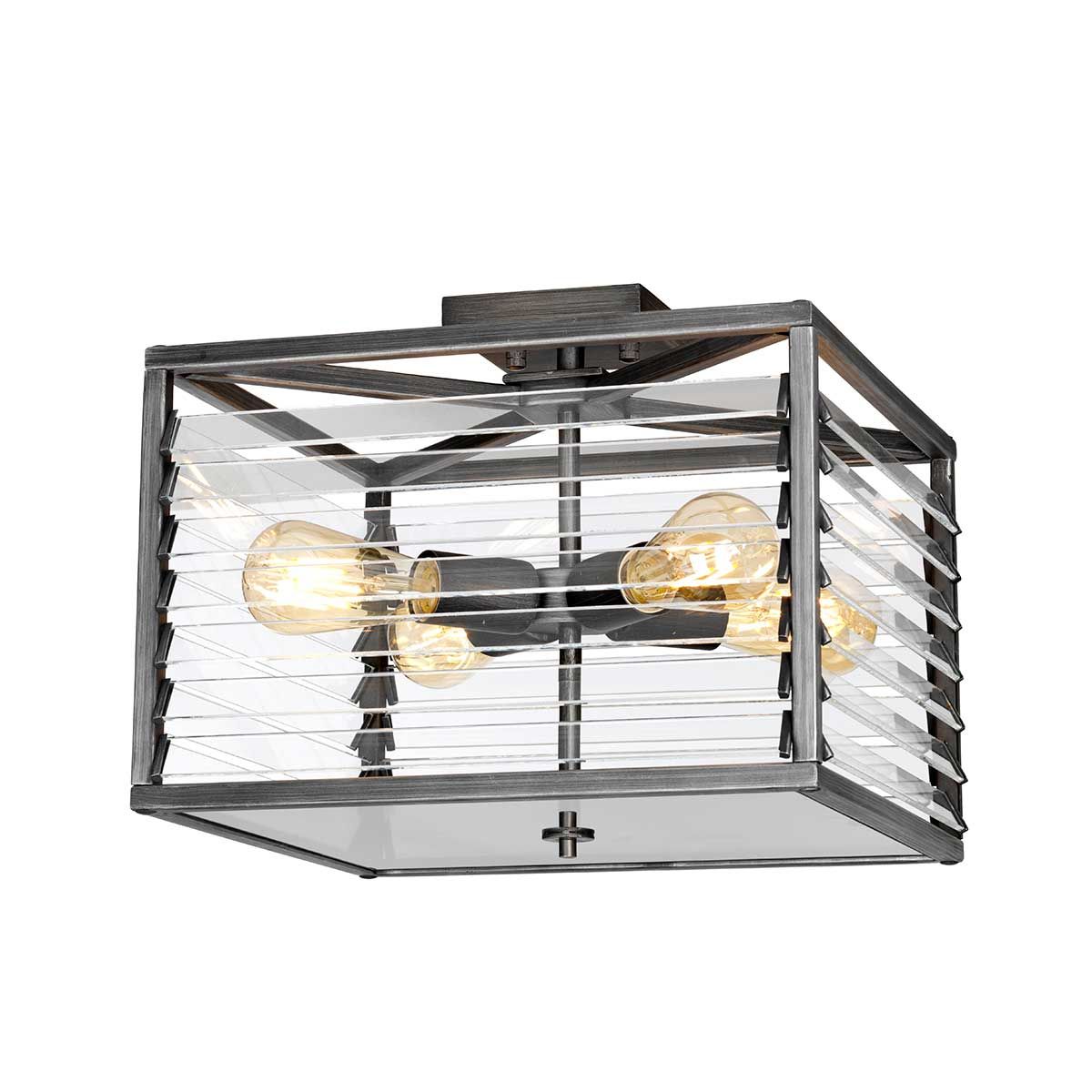 Louvre Quad Light Industrial Flush Mount