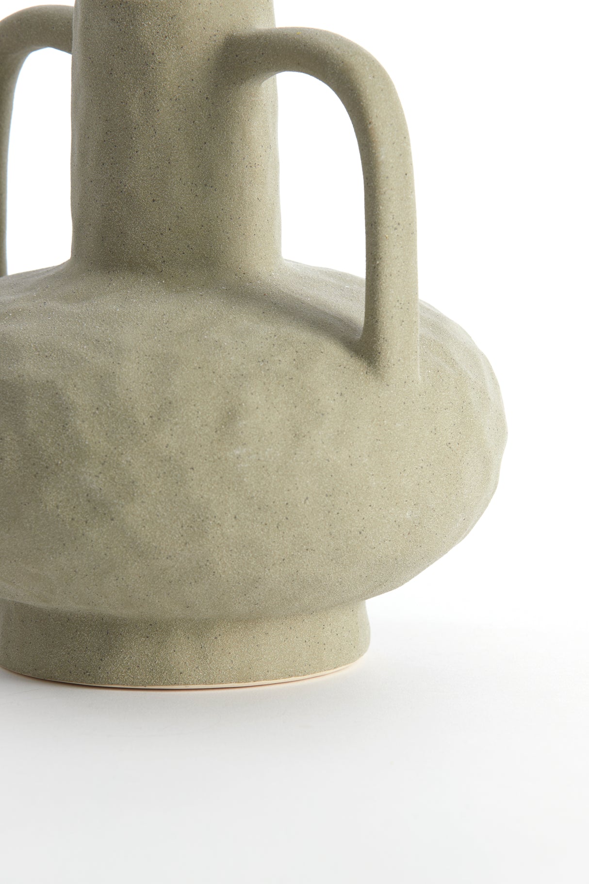 Ceramic Vase 19.5x20 cm in Matte Olive Green Finish