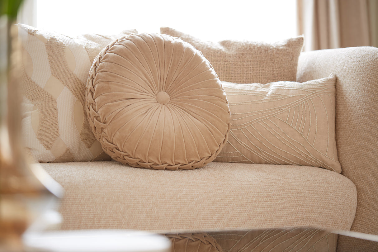 Elegant Bendigo Cushion 45x45 cm in Beige, Gold & White