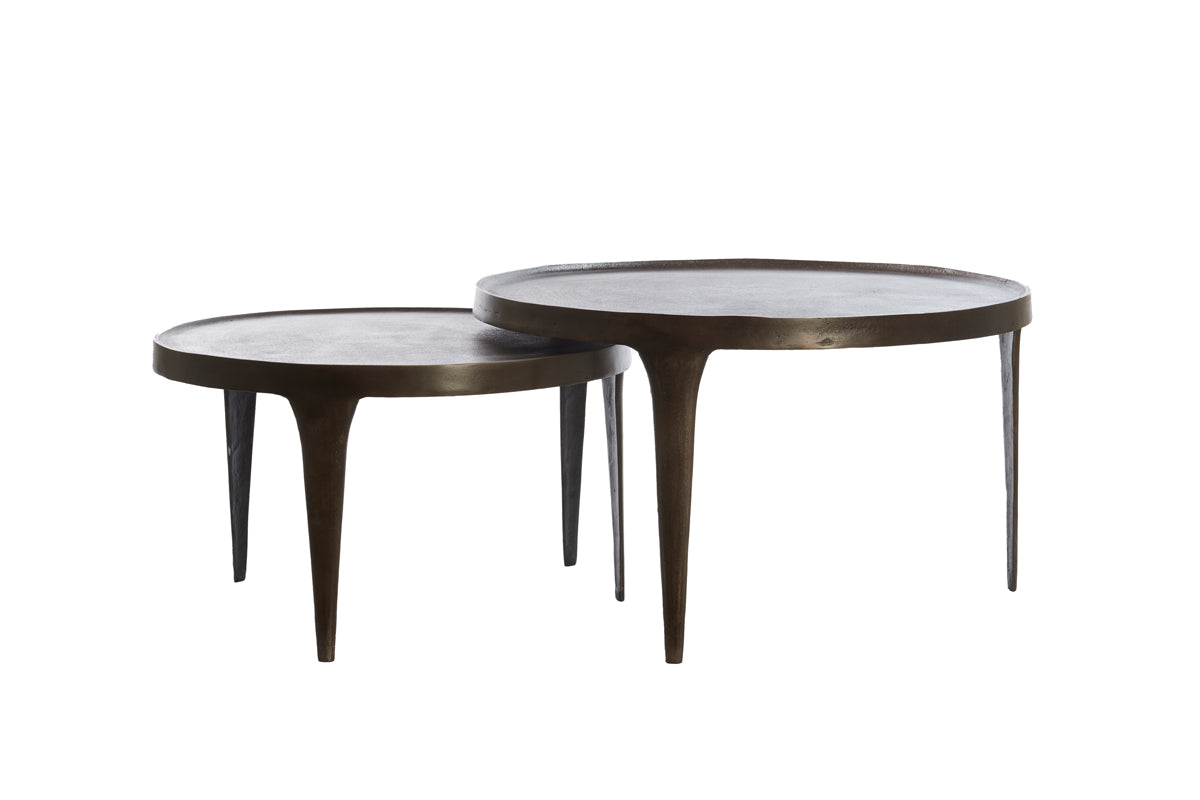 Tobias Nesting Coffee Tables Set in Dark Brown, Sizes Ø64x39 & Ø75x44 cm