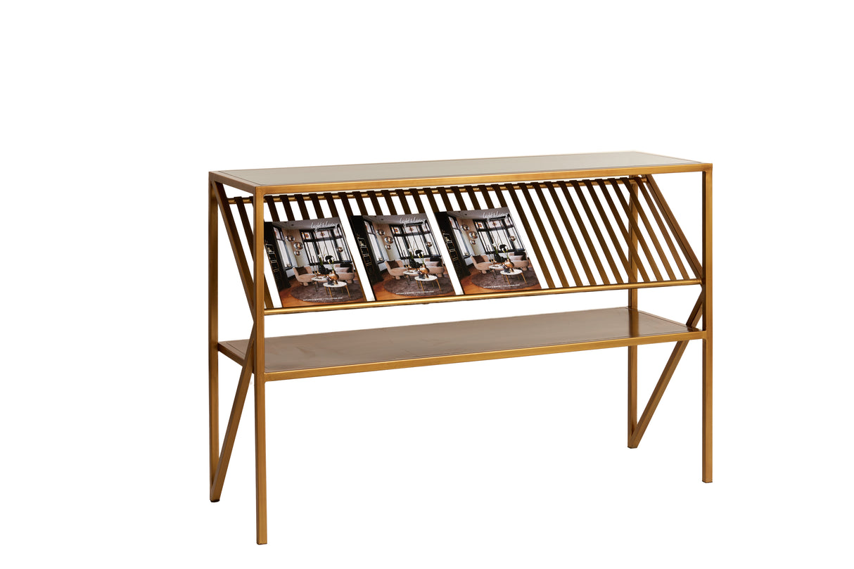 Ezra Console Table 120x40x80 cm - Smoked Glass & Antique Bronze Finish