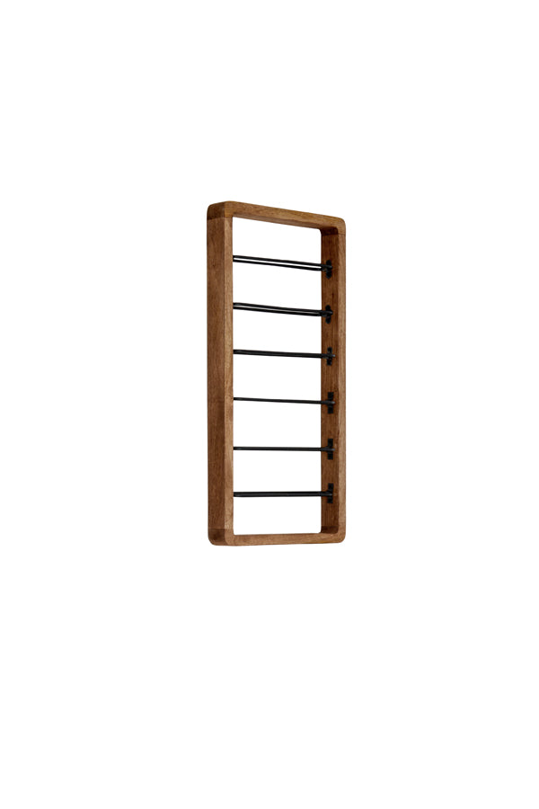 Rustic Wood & Black 6-Bottle Wine Rack 40x6x80 cm Sorrento Design