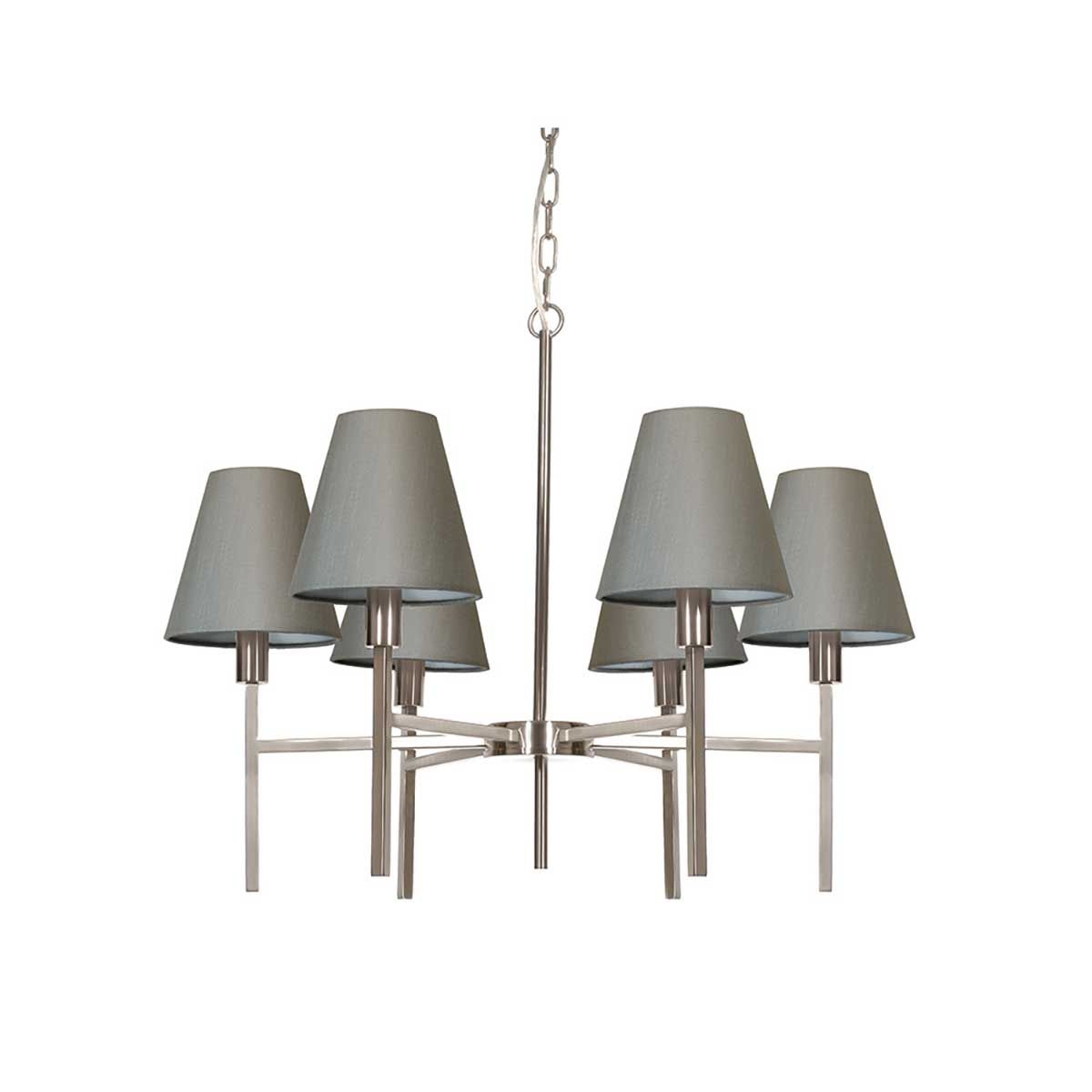 Elegant Lucerne 6-Light Brushed Nickel Chandelier with Candle Shades