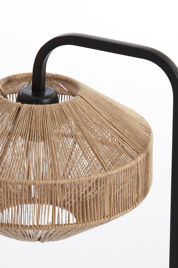 Decorative Black & Natural Wood Table Lamp - 26x60 cm Lyra Design