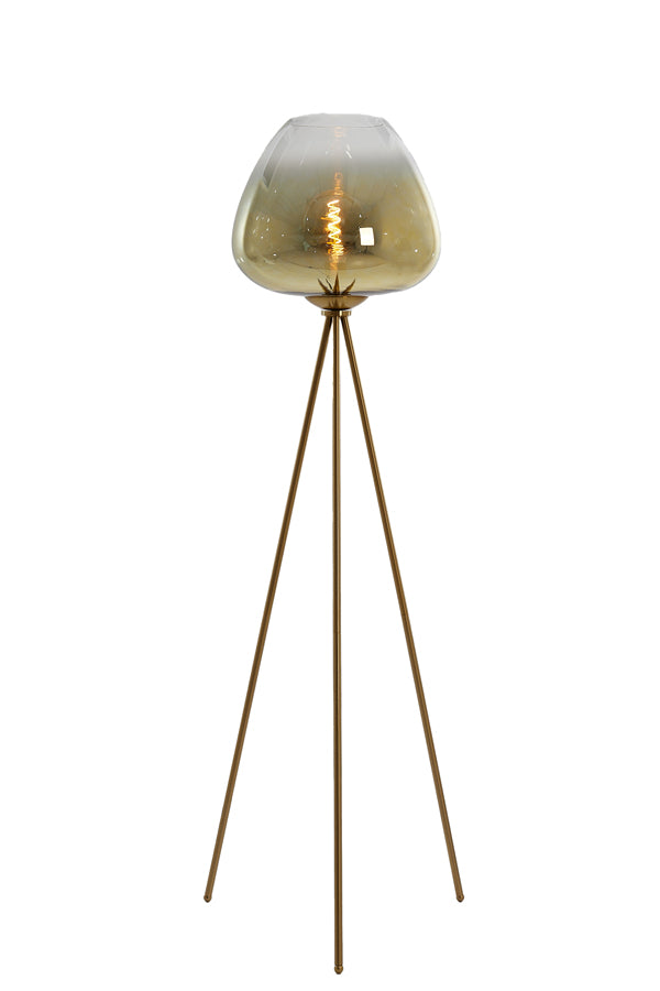 Elegant Gold-Clear Glass Tripod Floor Lamp 146 cm - Mayson Design