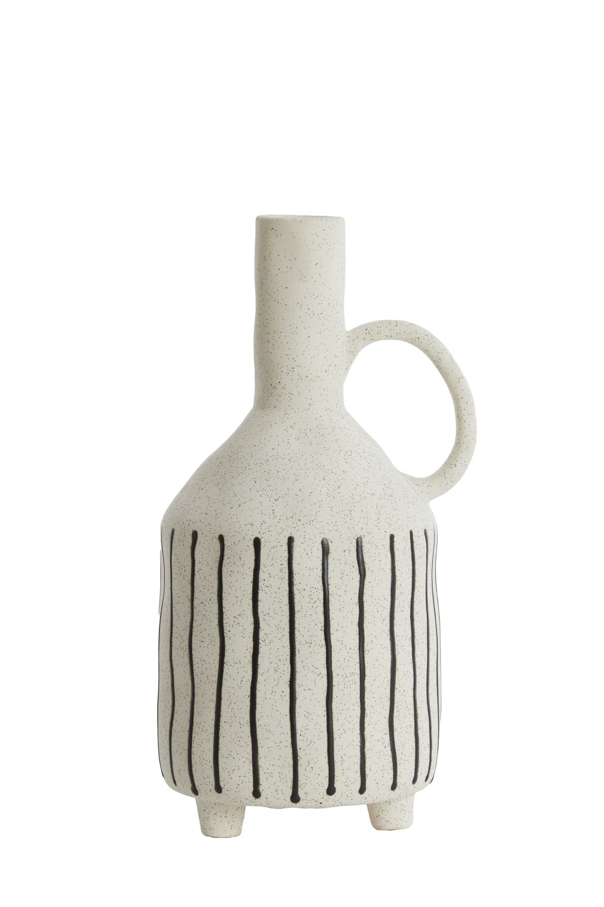 Elegant Ceramic Vase in Matte Cream and Black, 18.5x16.5x35.5 cm by Jonai