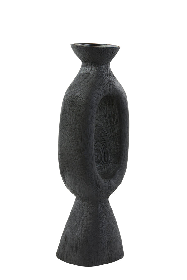 Django Black Matte Wooden Candle Holder 14x12x45 cm