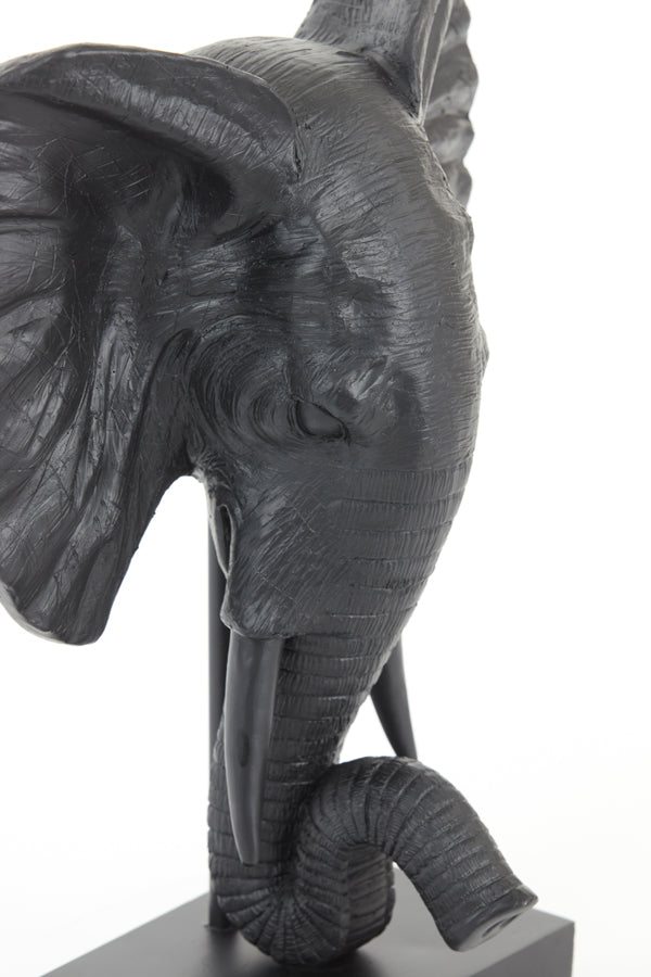 Elephant Sculpture - Matte Black 38.5x19.5x49 cm