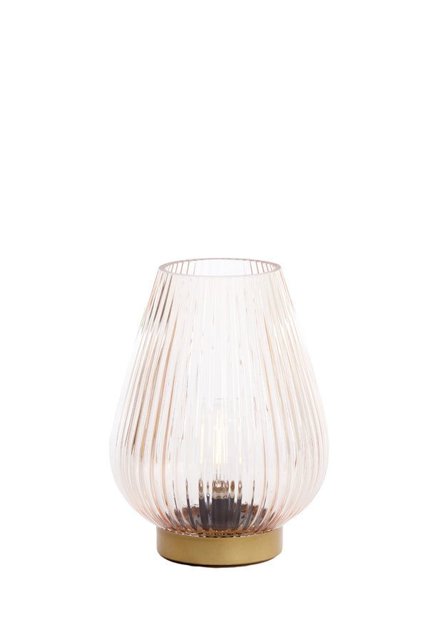 Elegant Glass LED Table Lamp in Peach and Gold (Ø14.5x19.5 cm)