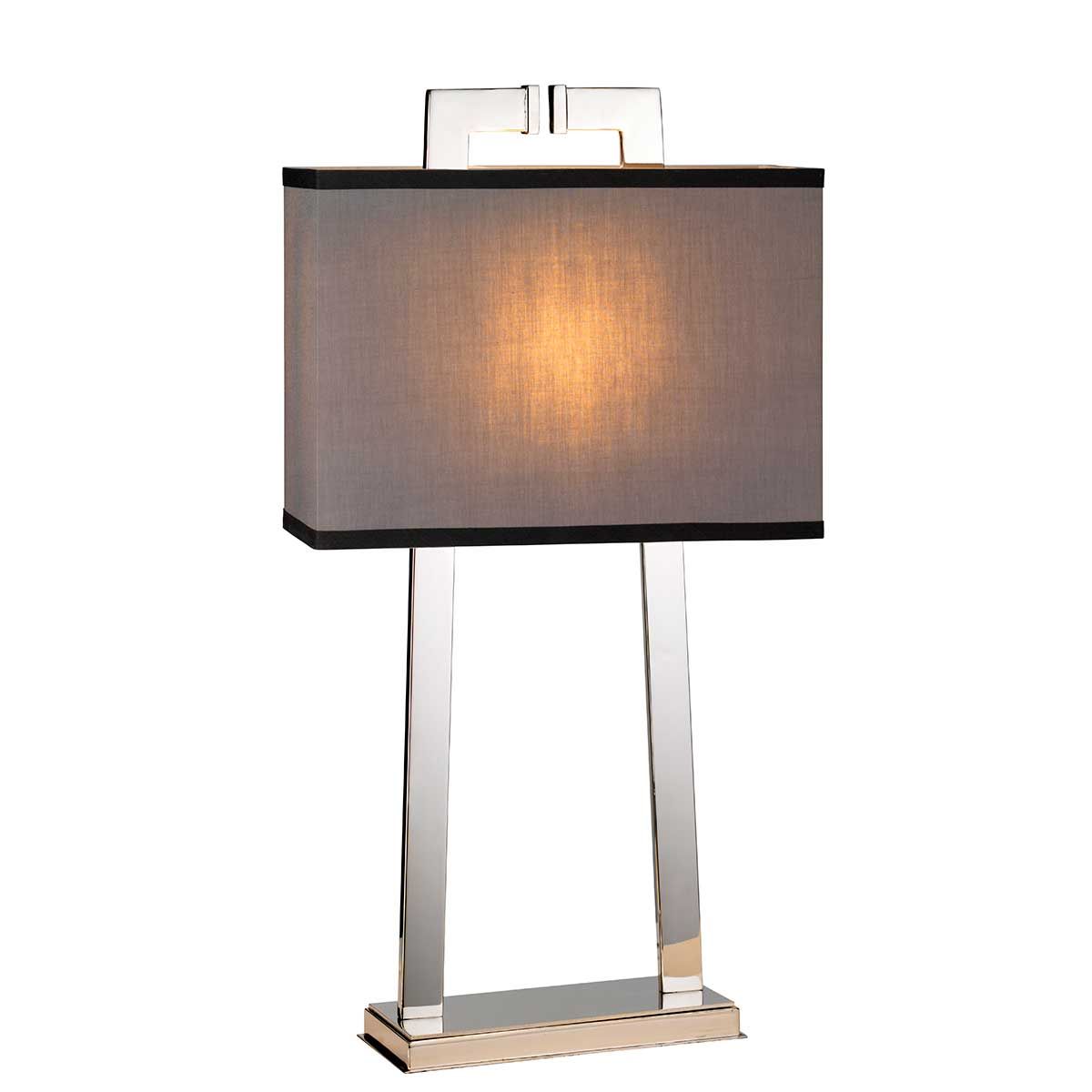 Magro Polished Nickel Table Lamp with Grey Trimmed Shade
