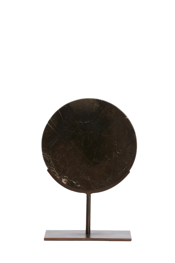 Elegant Dark Brown Marble Sculpture on Stand, 25.5x10x38.5 cm