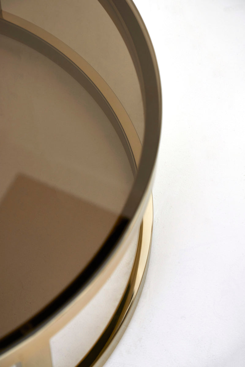 Elegant Nesting Coffee Tables Set with Gold Accents - Glass Top Duo 100.5x36.5 cm