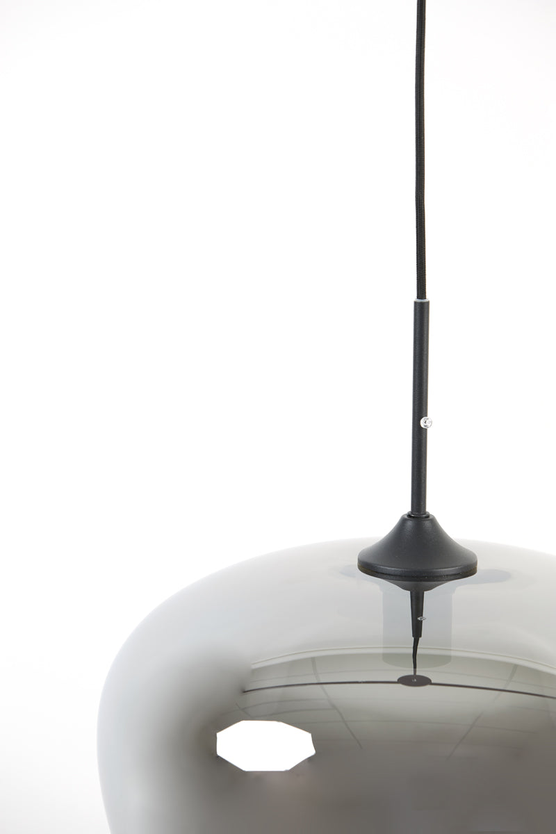 Smoked Glass and Matte Black Hanging Lamp, 40x34 cm - Mayson Series