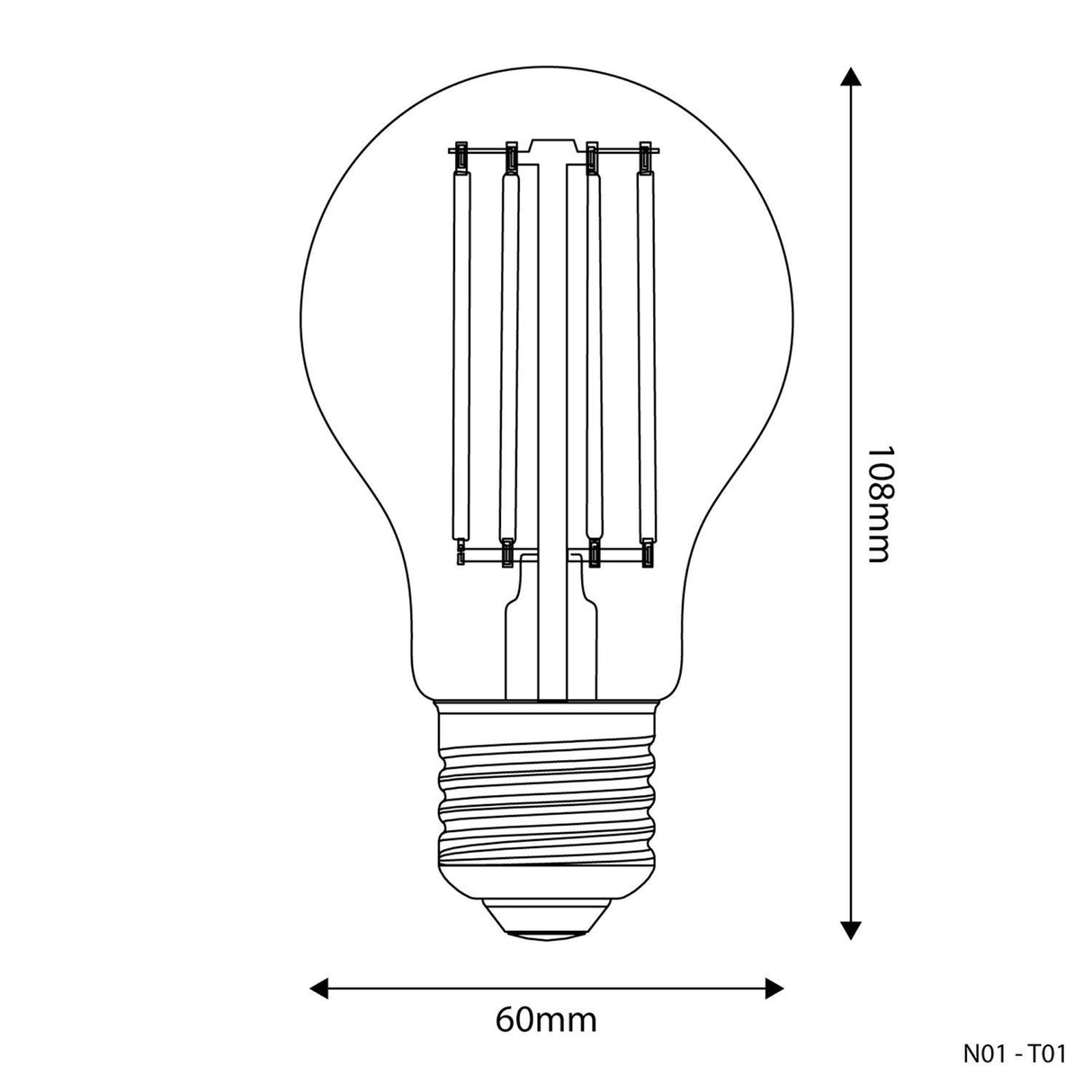 LED Light Bulb Clear Small Edison E27 7W 2700K (BBT01)