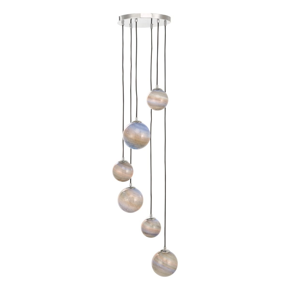 Mikara 6 Light Cluster Pendant Marble Effect Glass & Polished Chrome