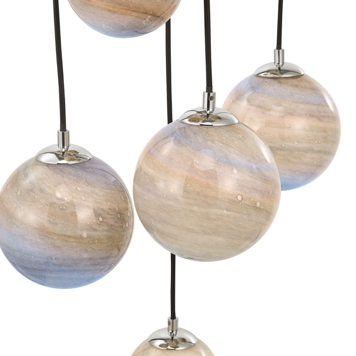 Mikara 12 Light Cluster Pendant Polished Chrome Marble Effect Glass 2.5M