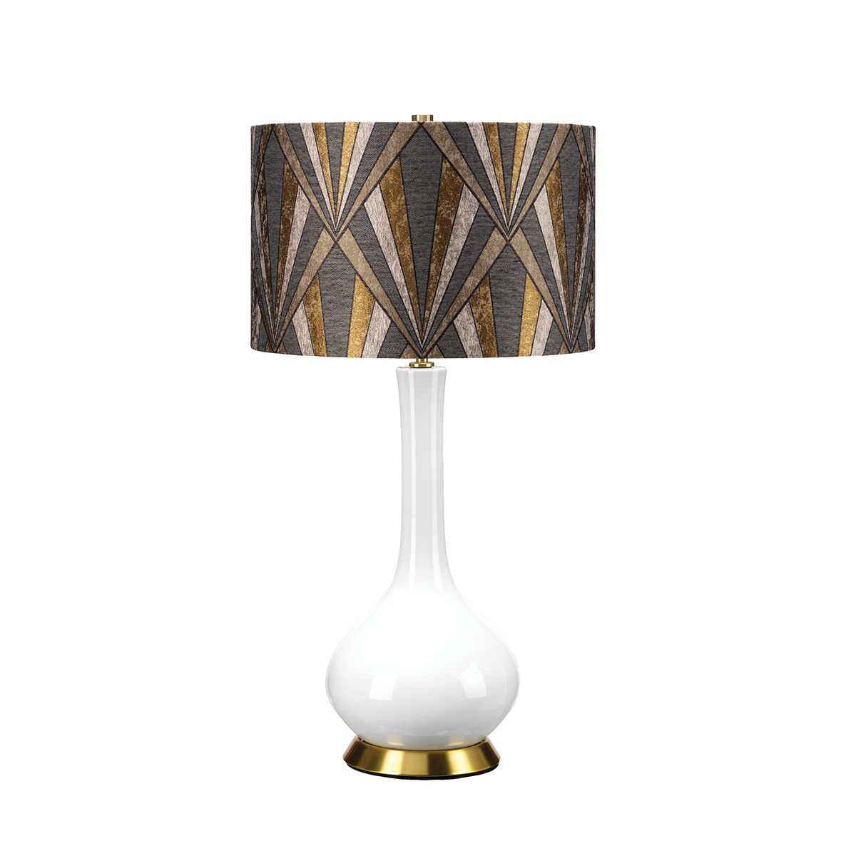 Milo 1 Light Table Lamp Aged Brass, White, Grey, Brass