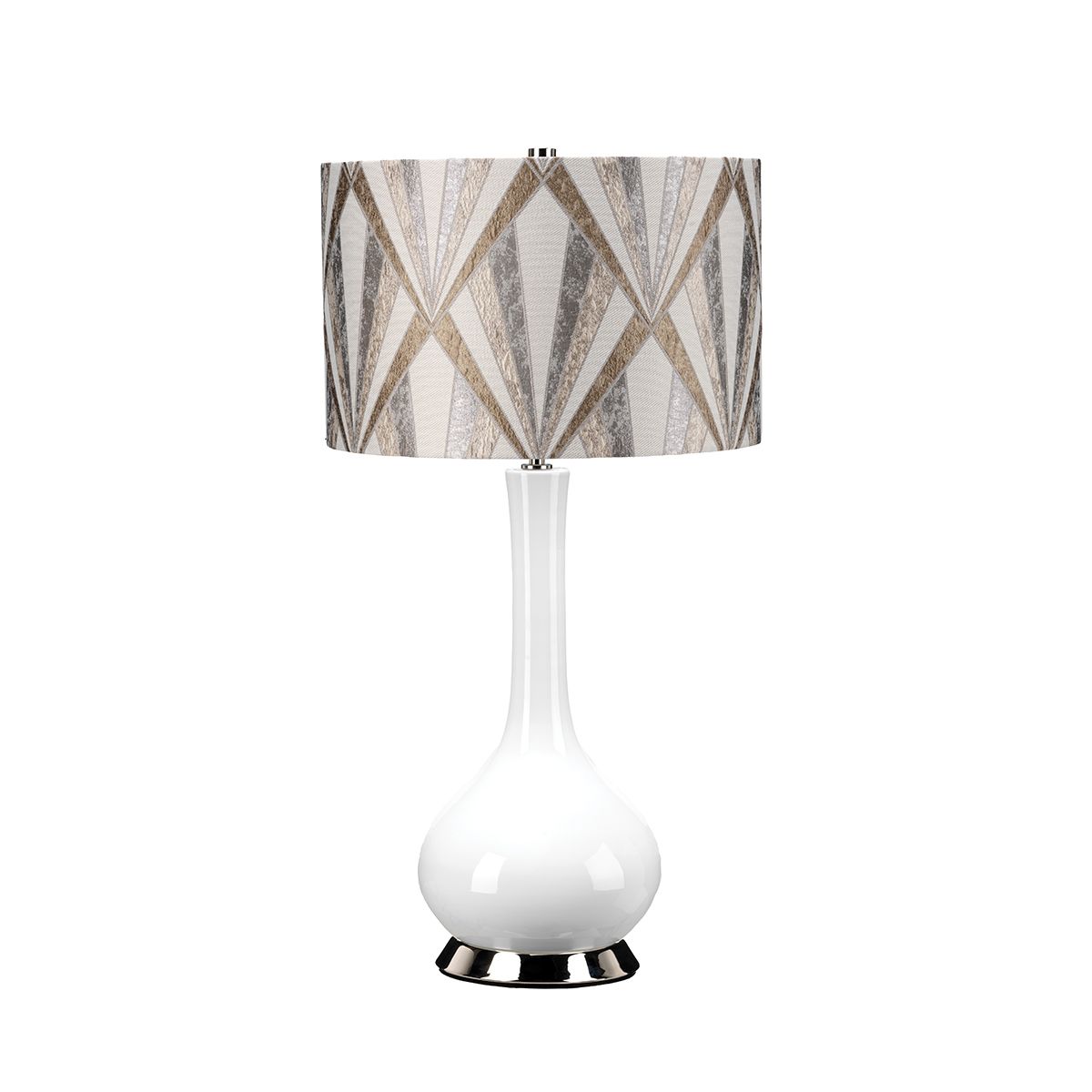 Milo 1 Light Table Lamp Polished Nickel, White, Silver