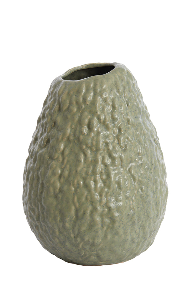 Olive Green Avocado-Shaped Ceramic Vase - 22.5x22x29.5 cm