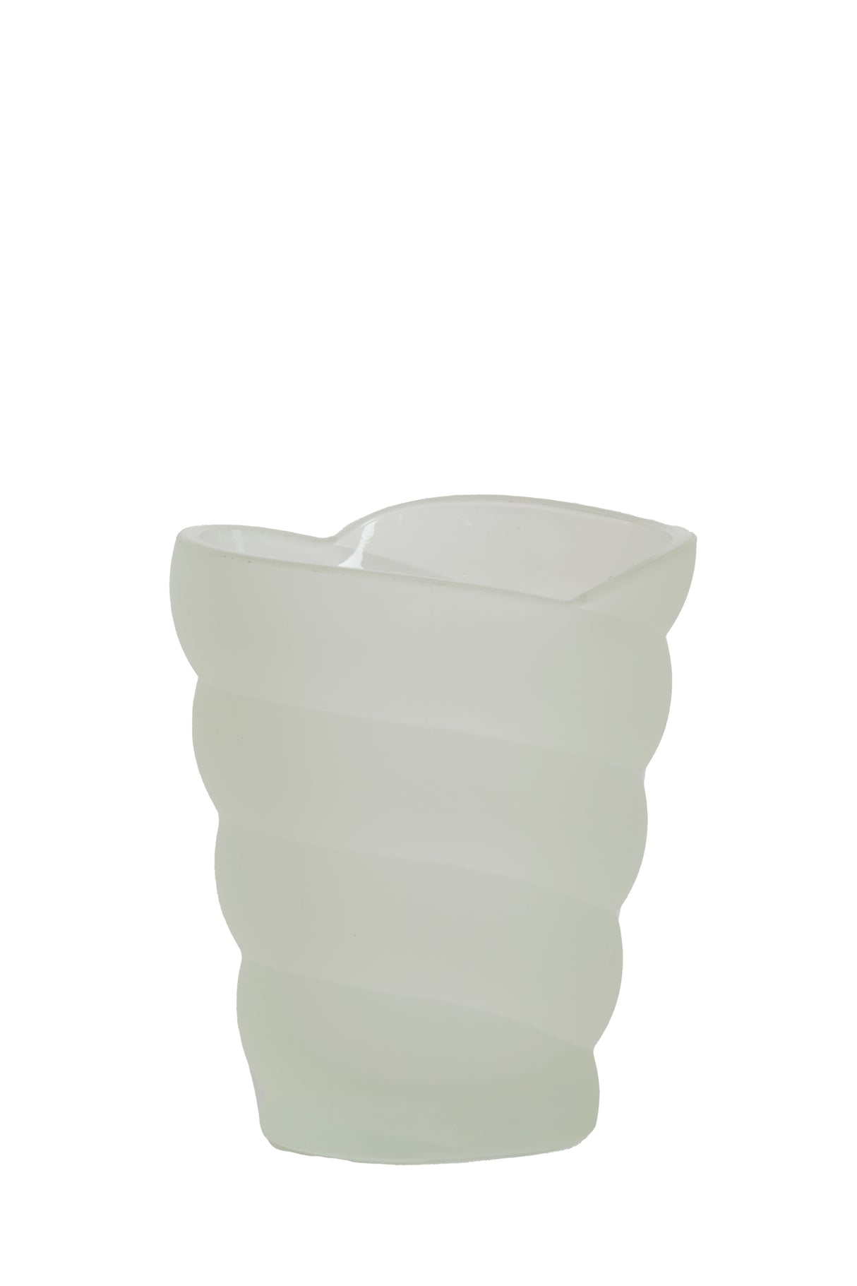 Matte White Malea Glass Tealight Holder - 10.5x7x12.5 cm