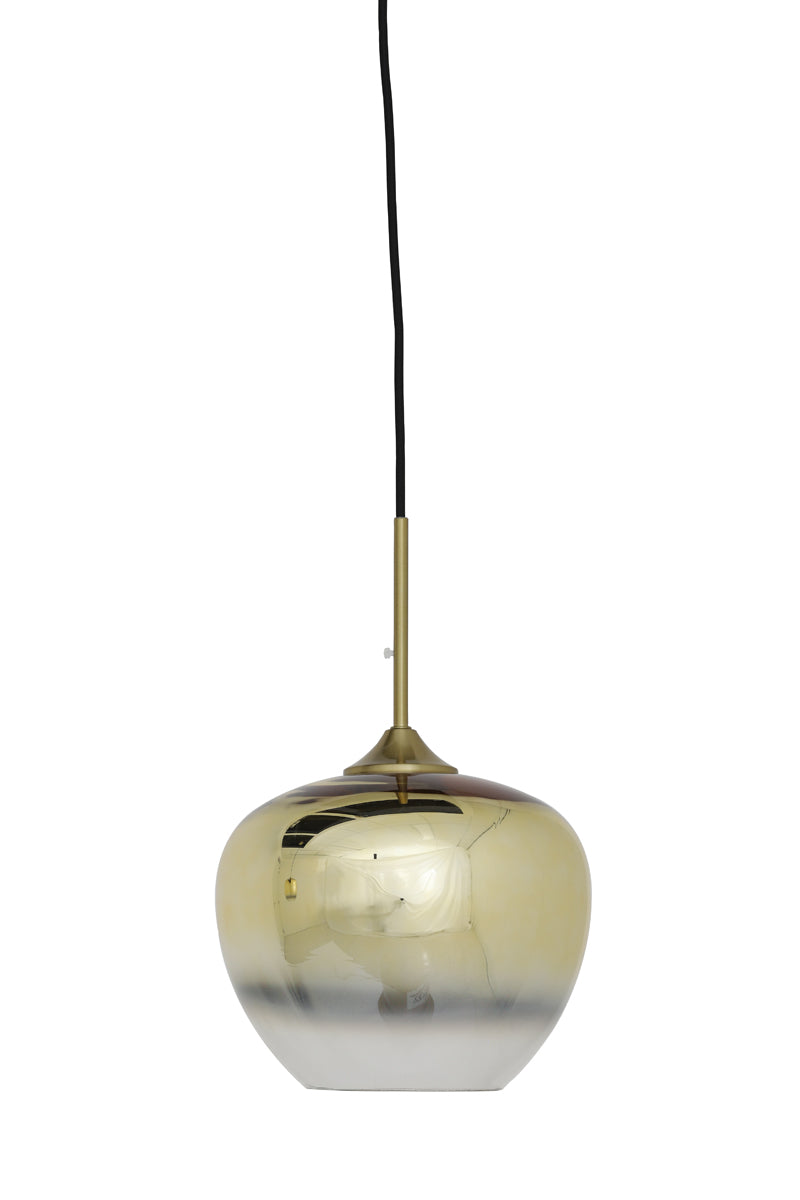 Elegant Glass Pendant Lamp Ø23x18 cm - Gold and Clear Design