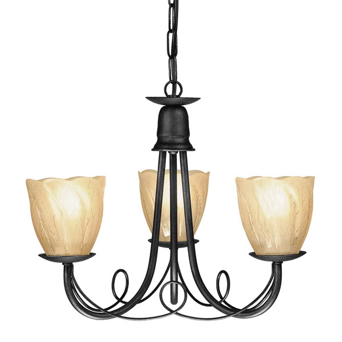 Minster Trio Black Metal Chandelier