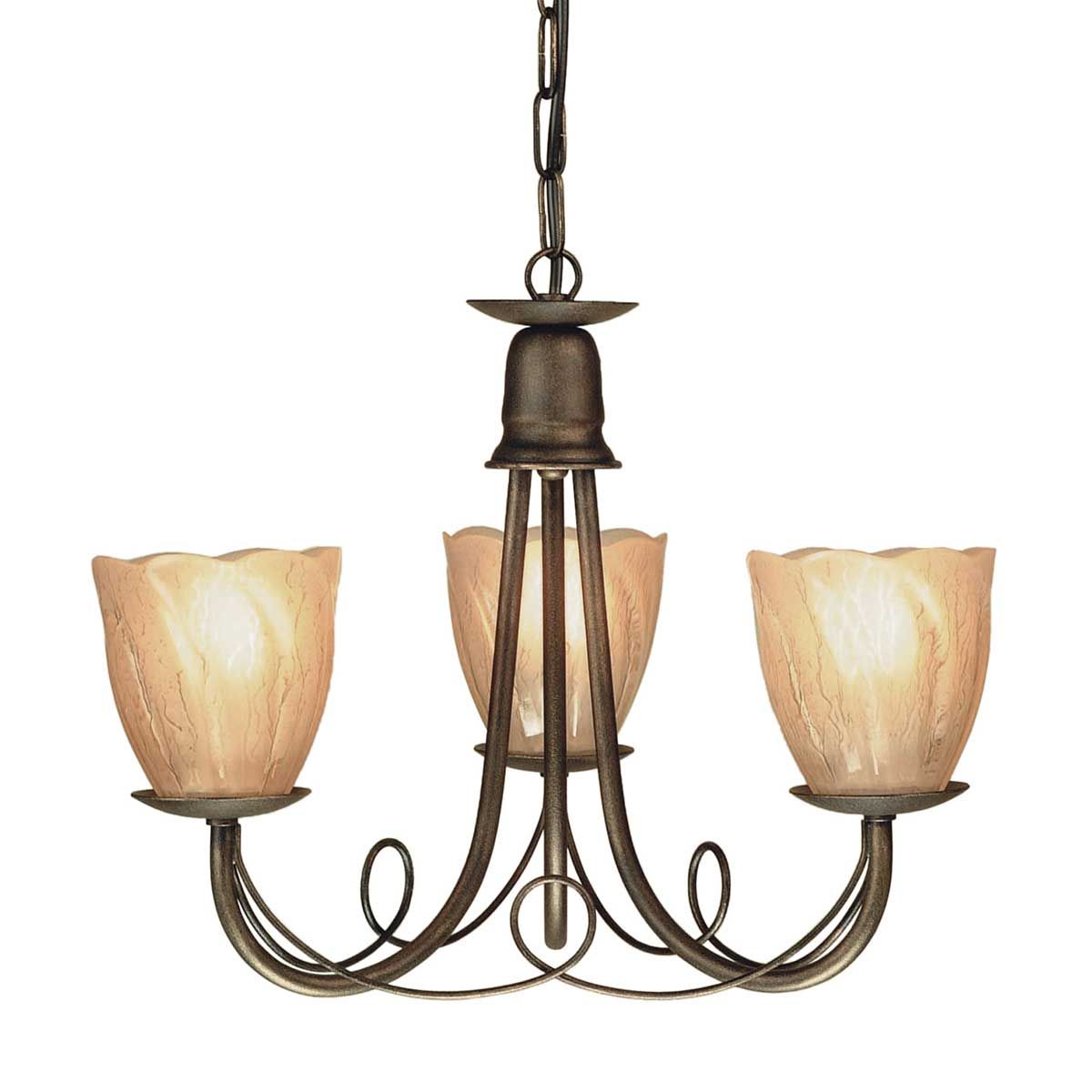 Elegant Black and Gold Minster Tri-Light Chandelier