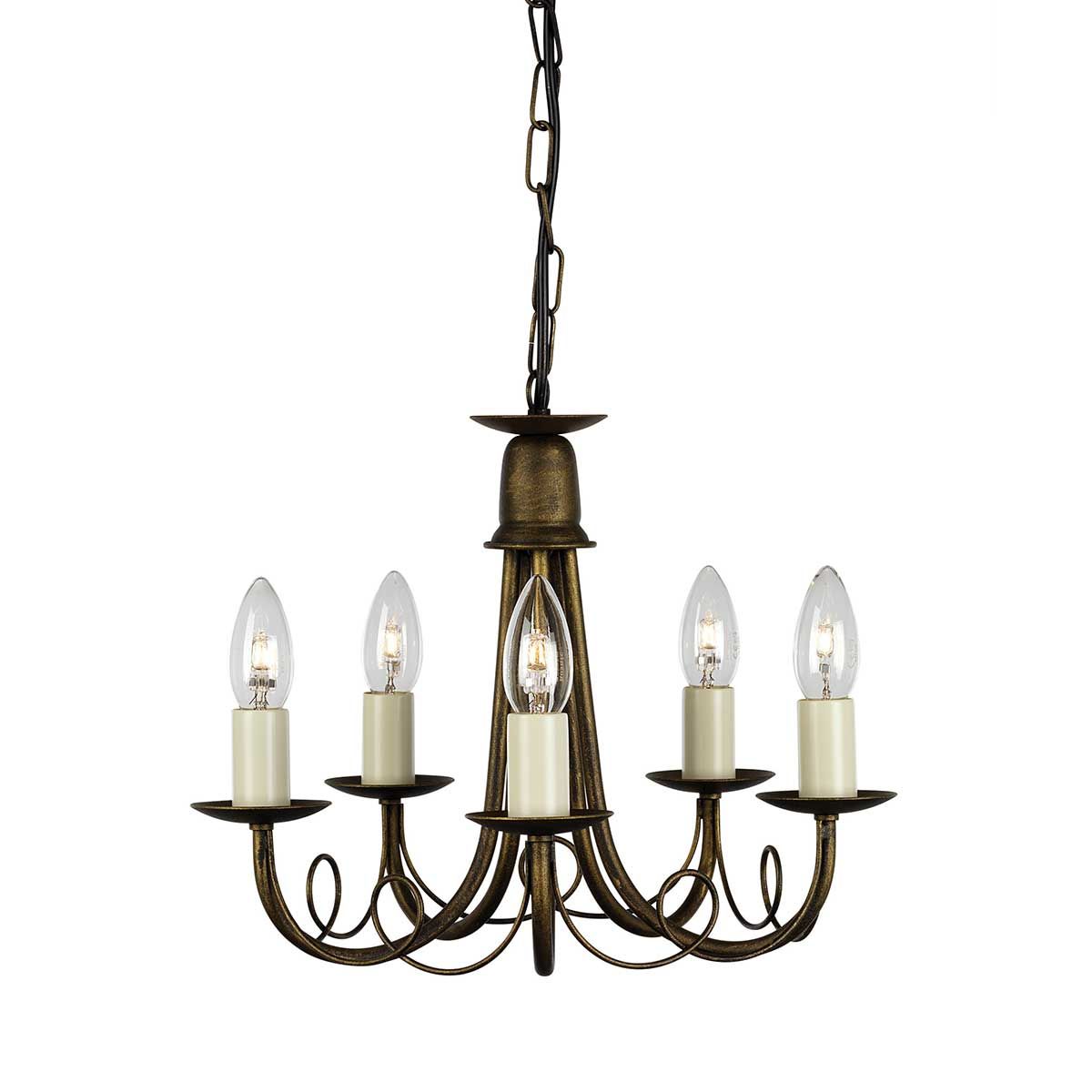 Elegant 5-Light Black & Gold Chandelier with Looped Drapes