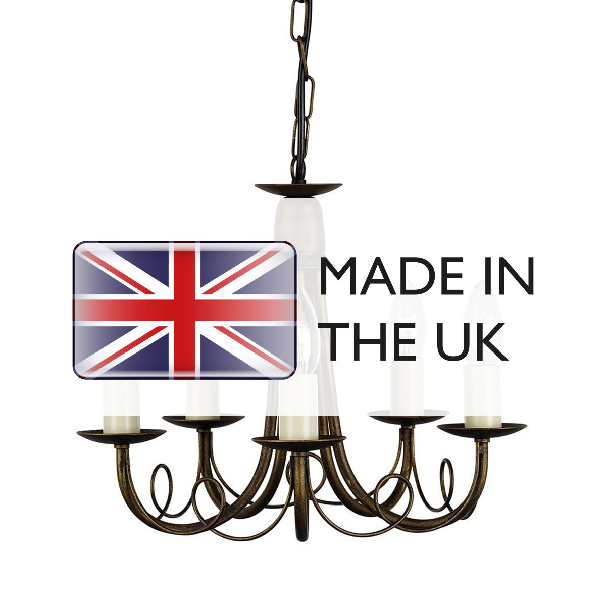 Elegant 5-Light Black & Gold Chandelier with Looped Drapes