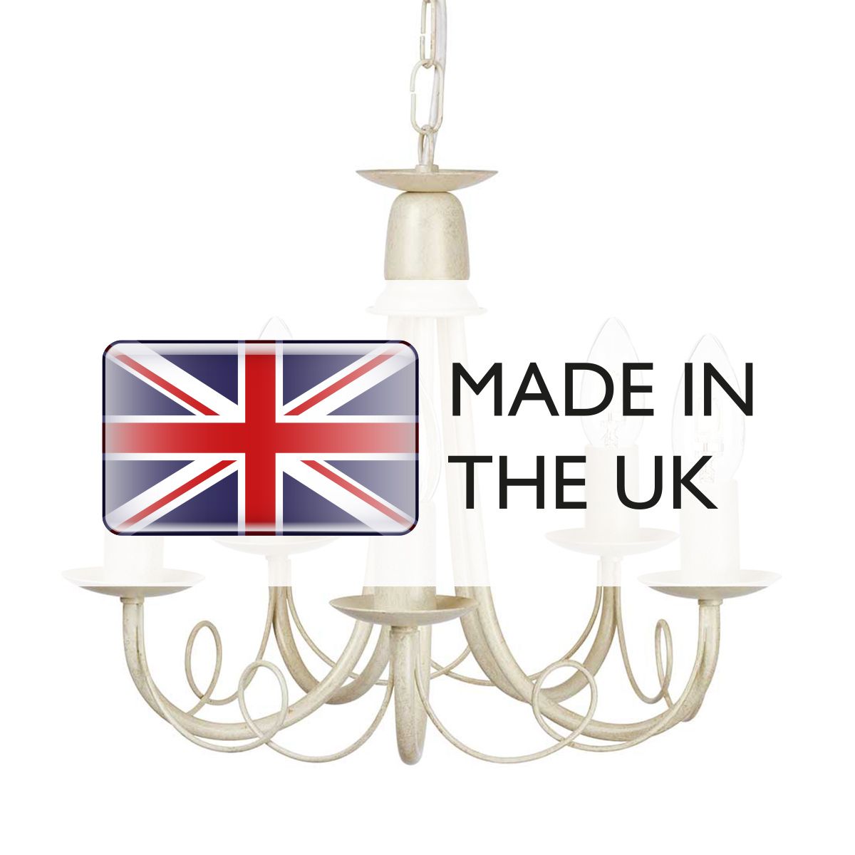 Elegant Minster 5-Light Chandelier in Ivory and Gold