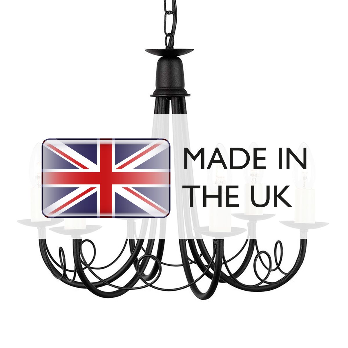 Minster 6-Light Black Metal Chandelier