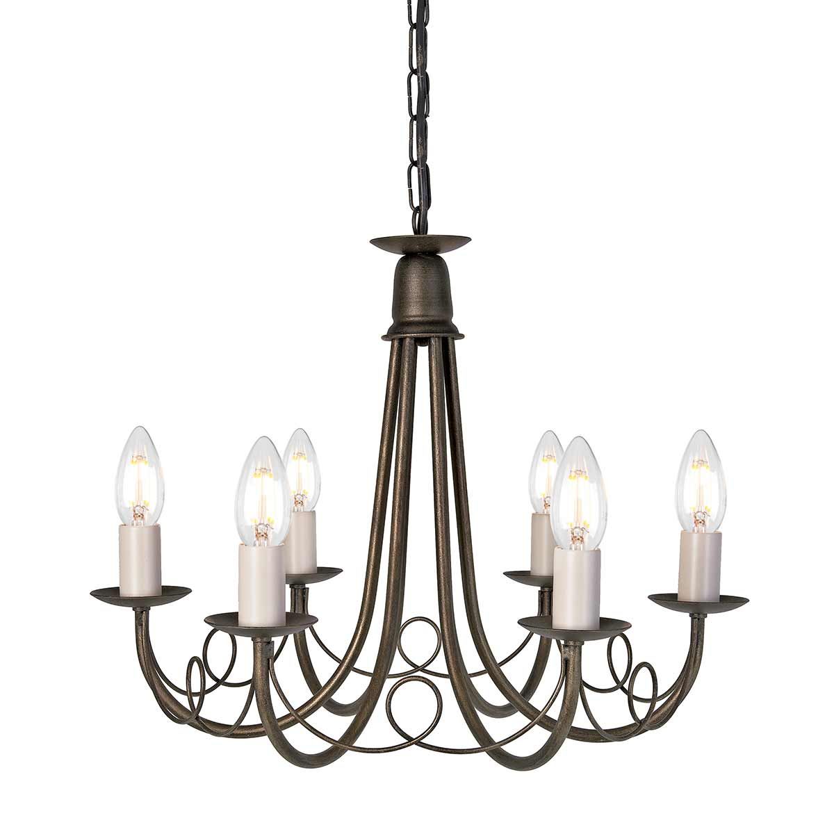 Elegant Minster 6-Light Black and Gold Chandelier