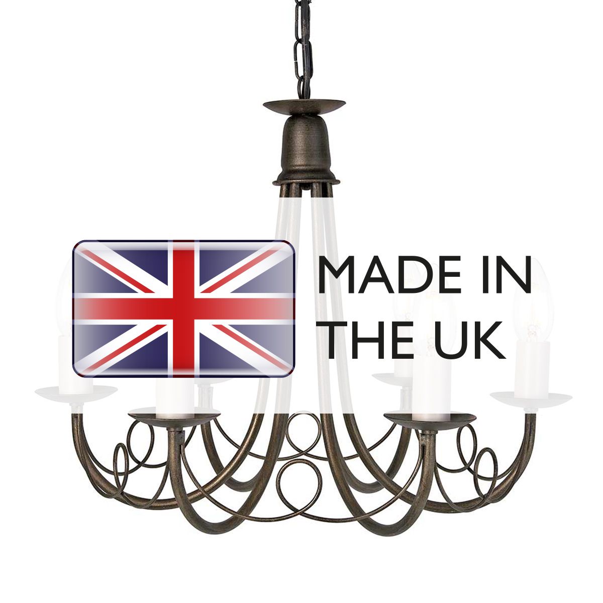 Elegant Minster 6-Light Black and Gold Chandelier