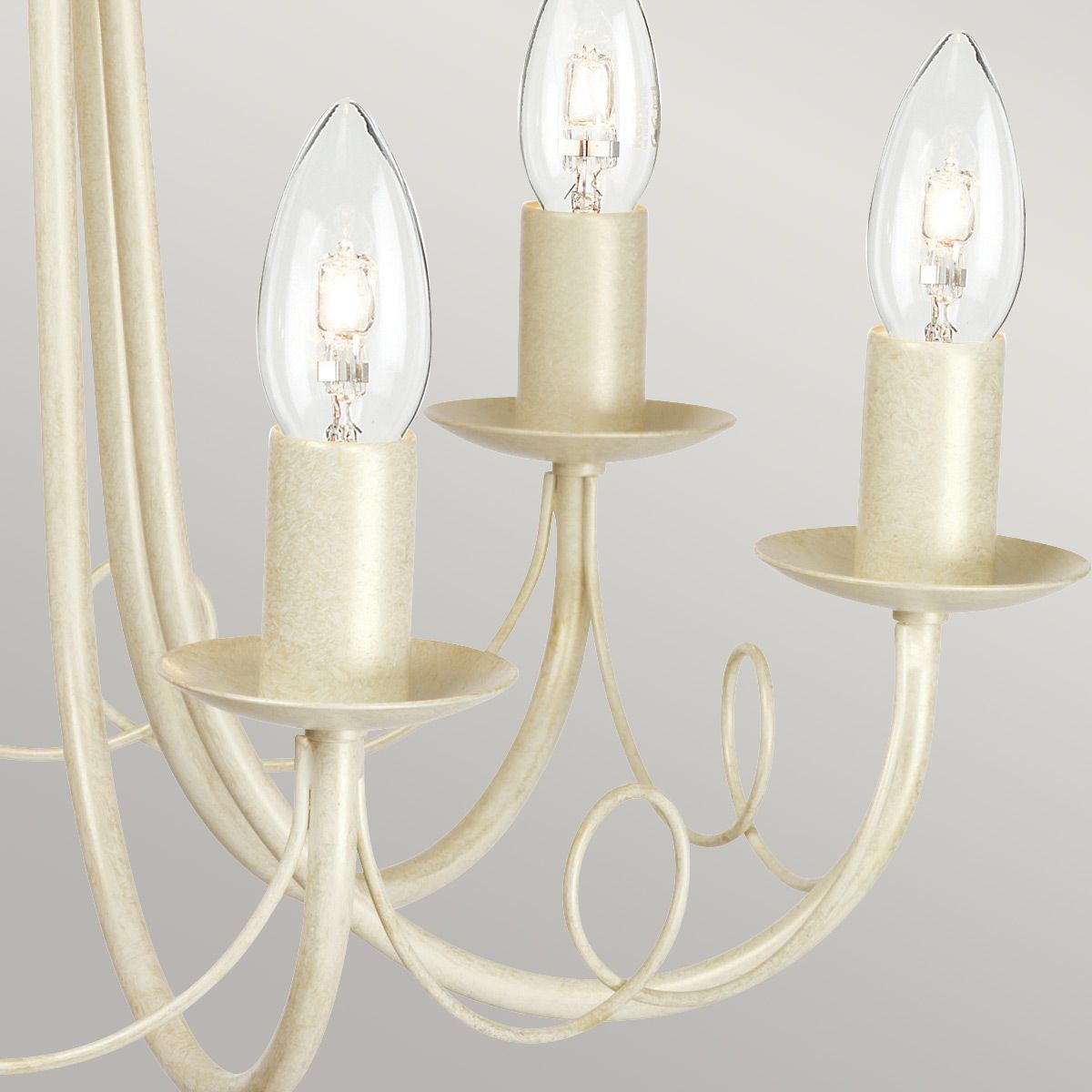 Elegant Ivory Gold Minster Chandelier with Hand Blown Glass