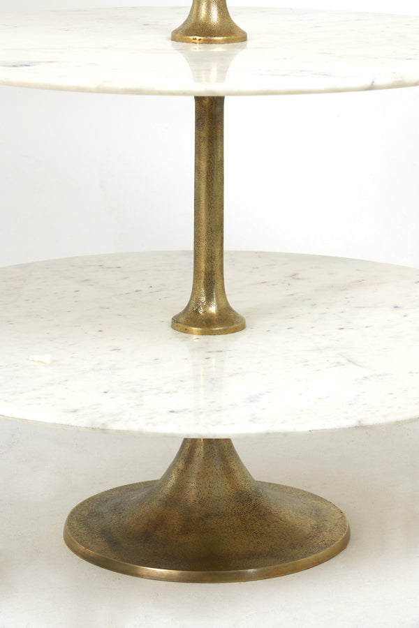 5-Tier Display Tower Ø79x175 cm in White Vermentino Marble