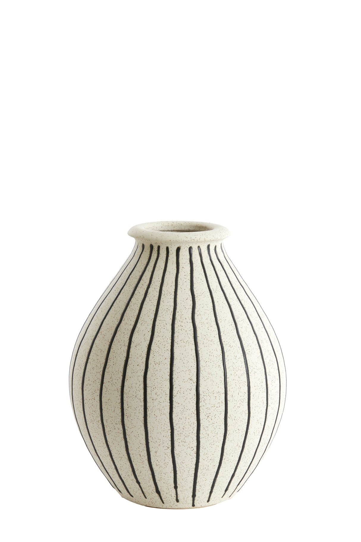 Elegant Diphu Ceramic Vase - Cream & Black, Ø23x29 cm