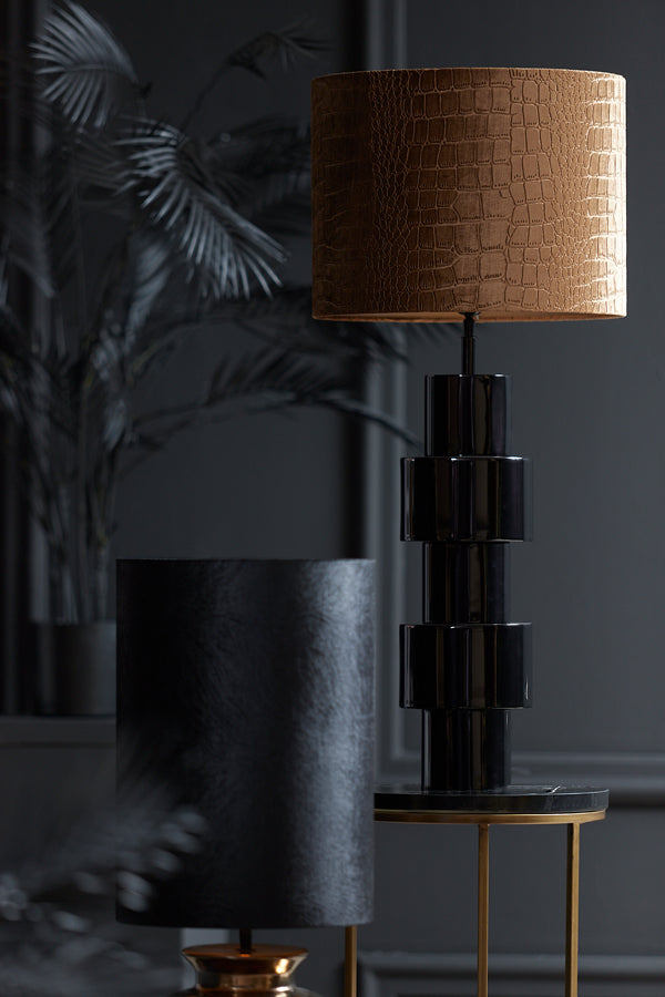 Glossy Black Nino Lamp Stand Ø18x65 cm