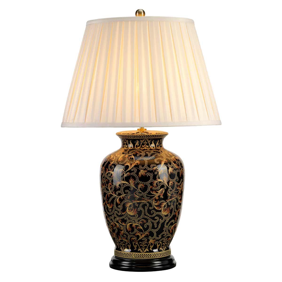 Morris Elegant Gold and Black Porcelain Table Lamp with Shade
