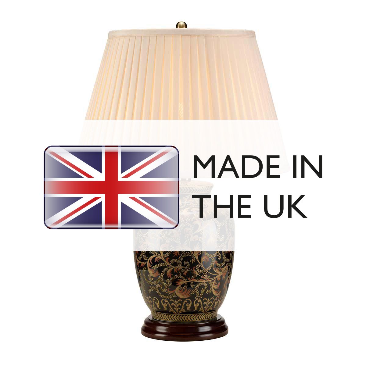Elegant Gold and Black Porcelain Morris Table Lamp with Included Shade