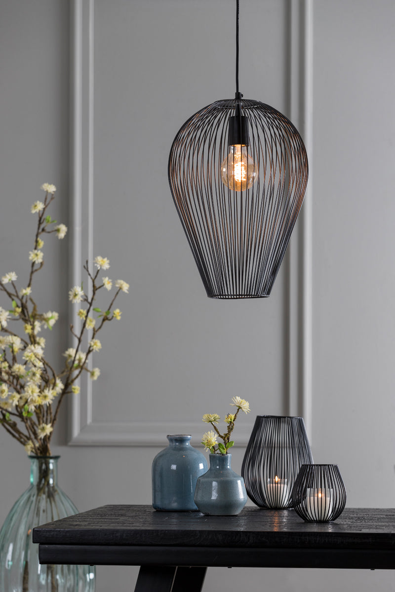 Sleek Black Pendant Lamp Ø31x40 cm Abby