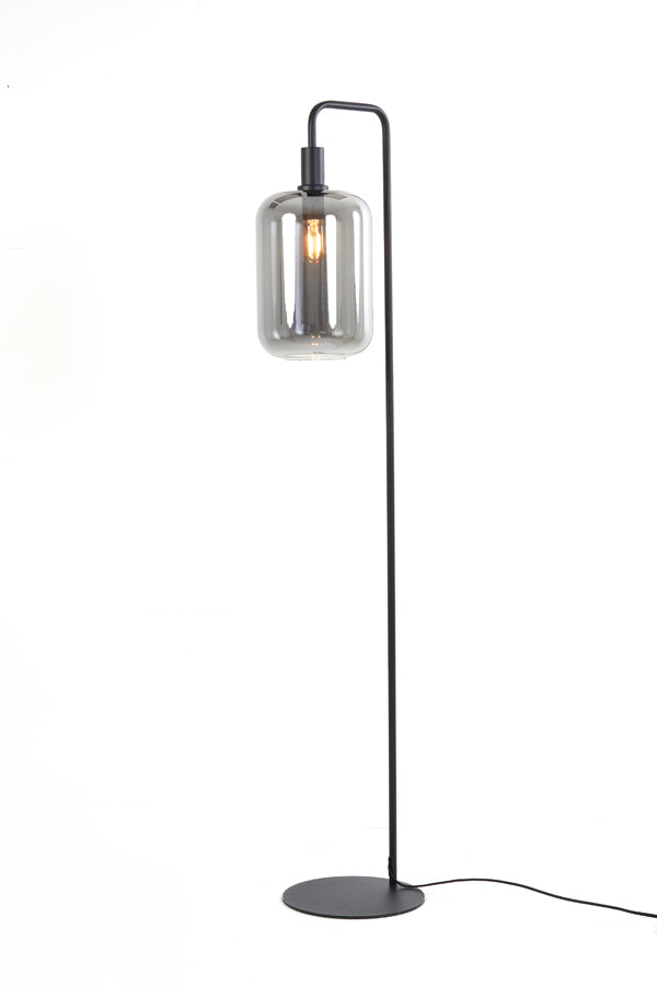 Elegant Lekar Black Floor Lamp with Smoked Glass, 35.5x28x155 cm