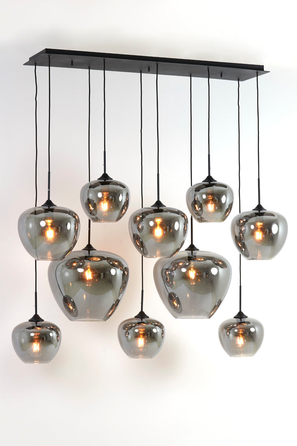 Elegant Mayson Chandelier 10-Light - Smoked Glass & Matte Black, 120x60x110 cm