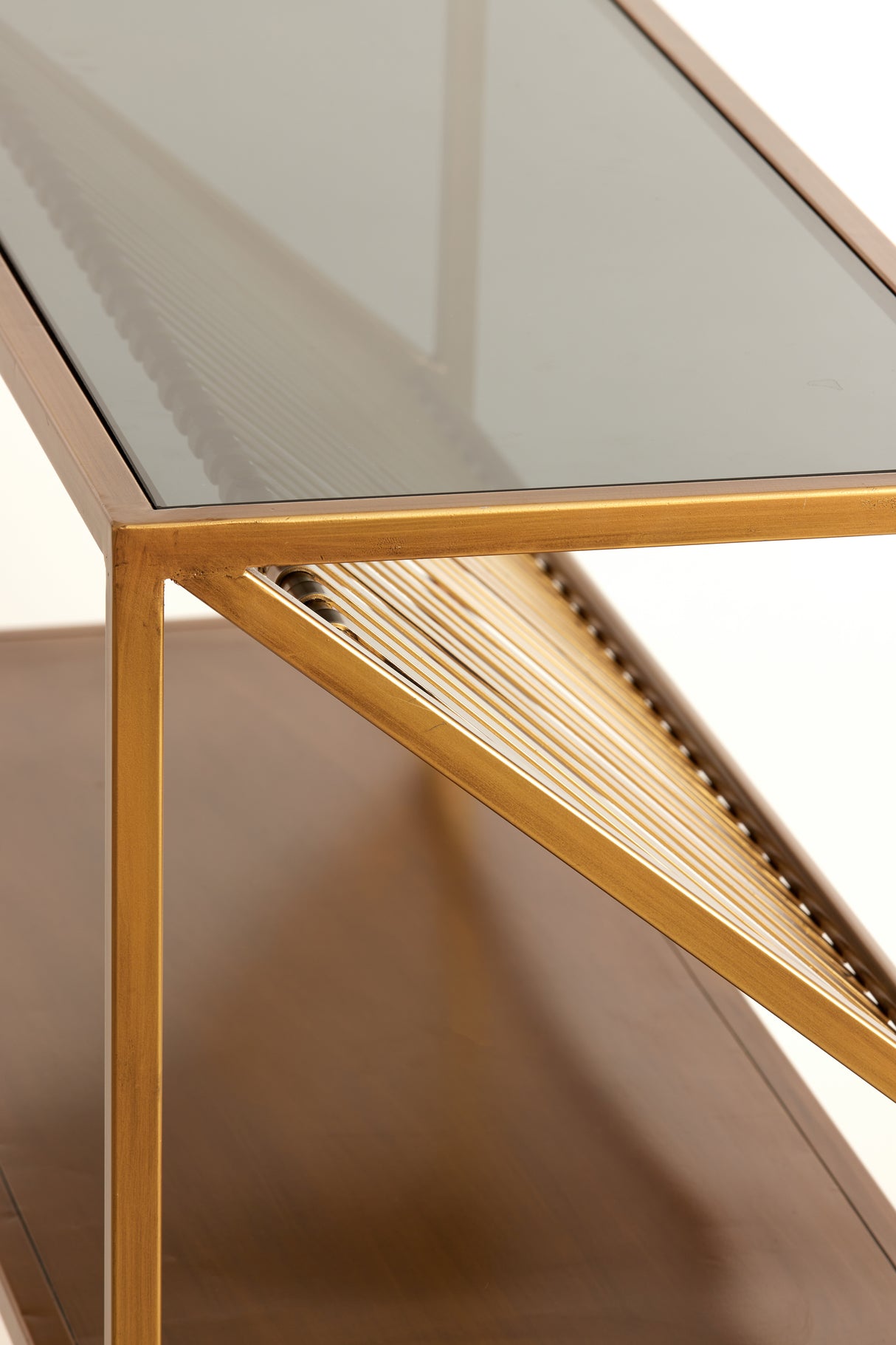 Ezra Console Table 120x40x80 cm - Smoked Glass & Antique Bronze Finish