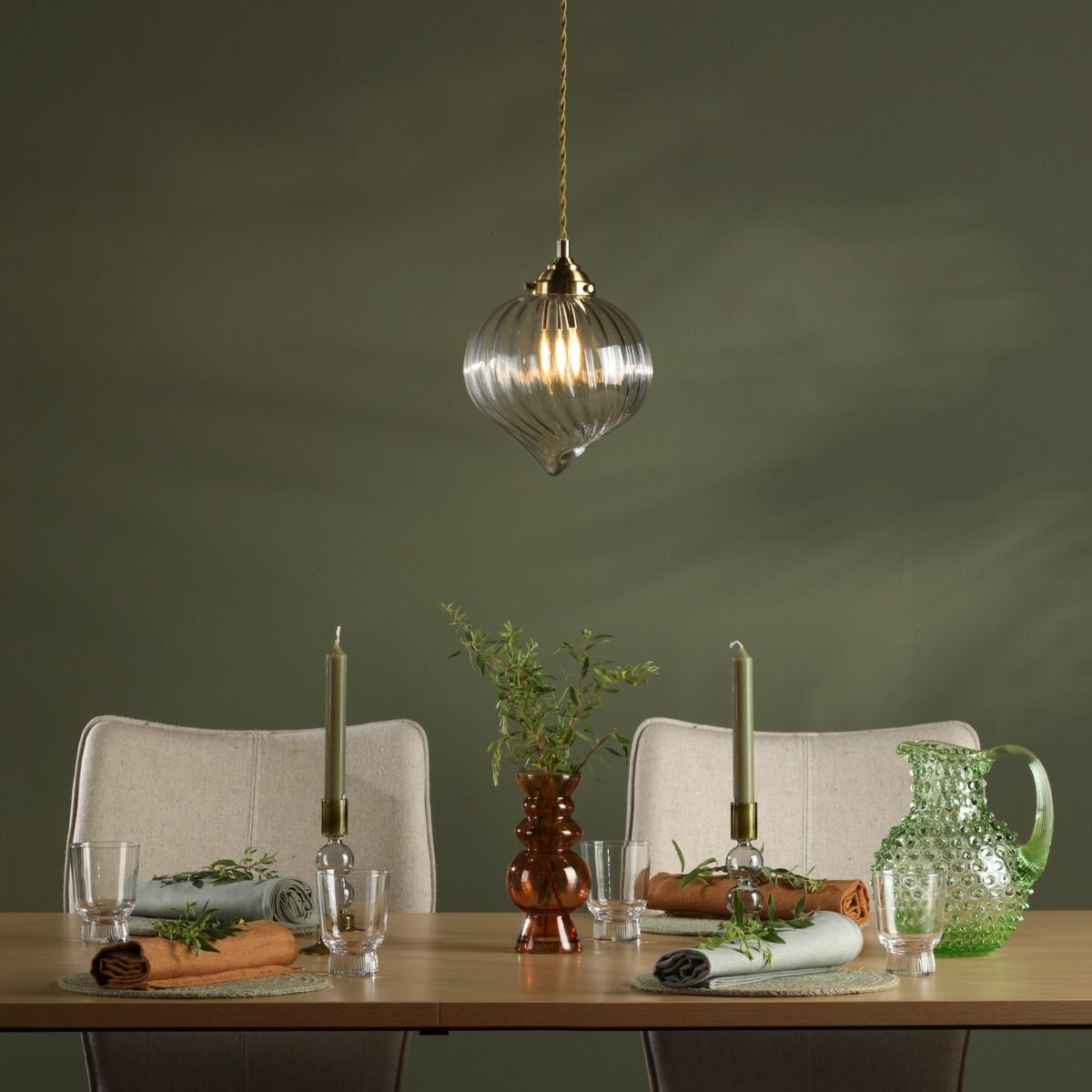 Mya Pendant Antique Brass Glass