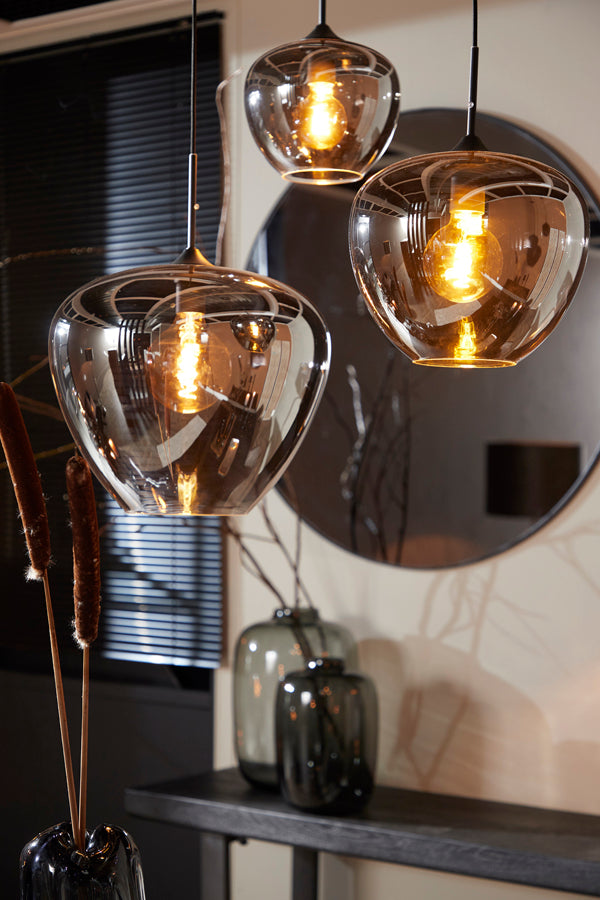 Mayson Pendant Light - Smoked Glass & Matte Black Finish (23x18 cm)